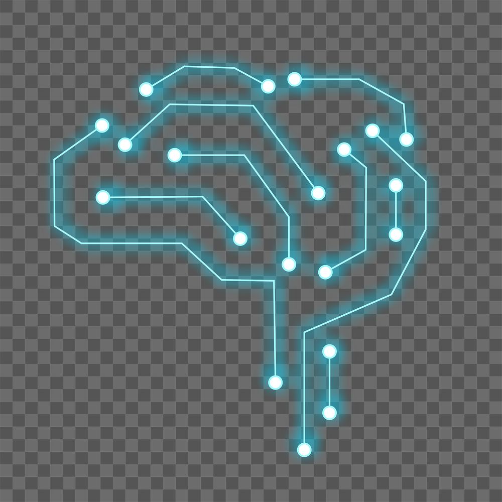 AI technology connection brain icon png in blue digital transformation concept