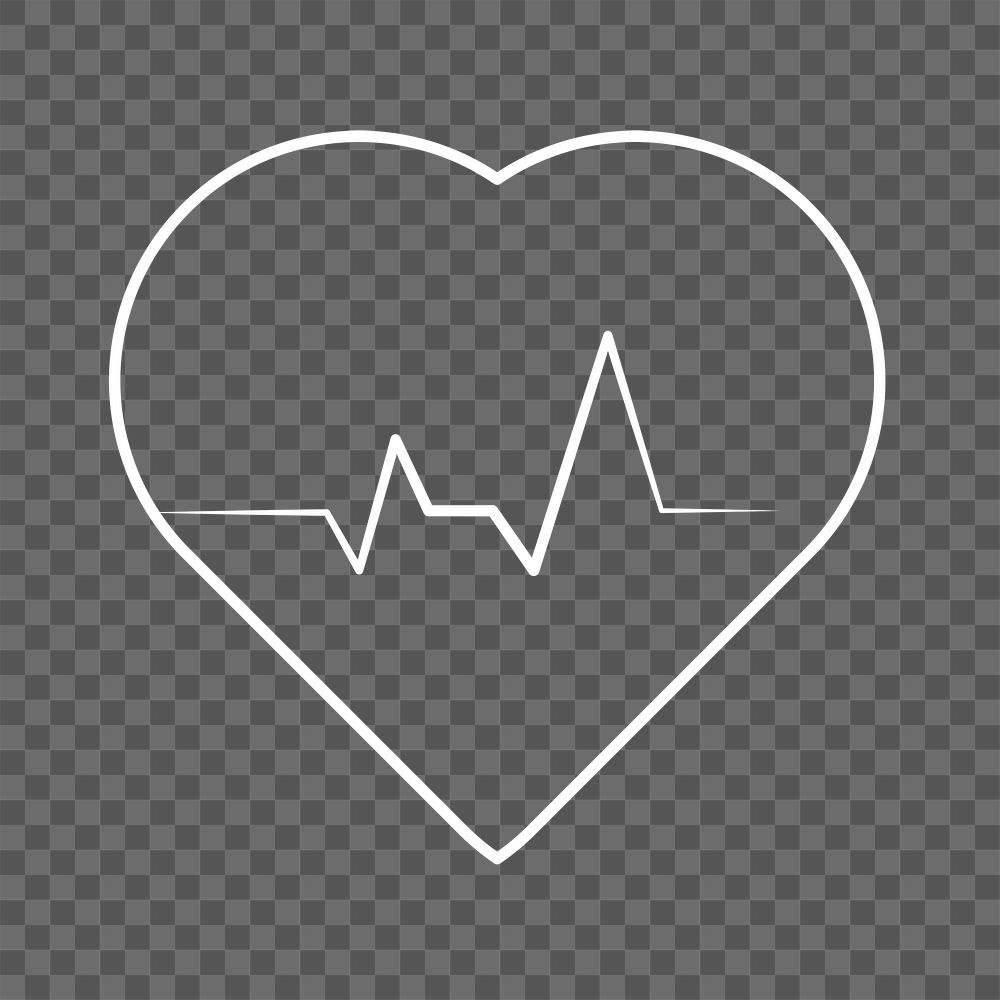 White heart pulse icon png clipart for healthcare technology