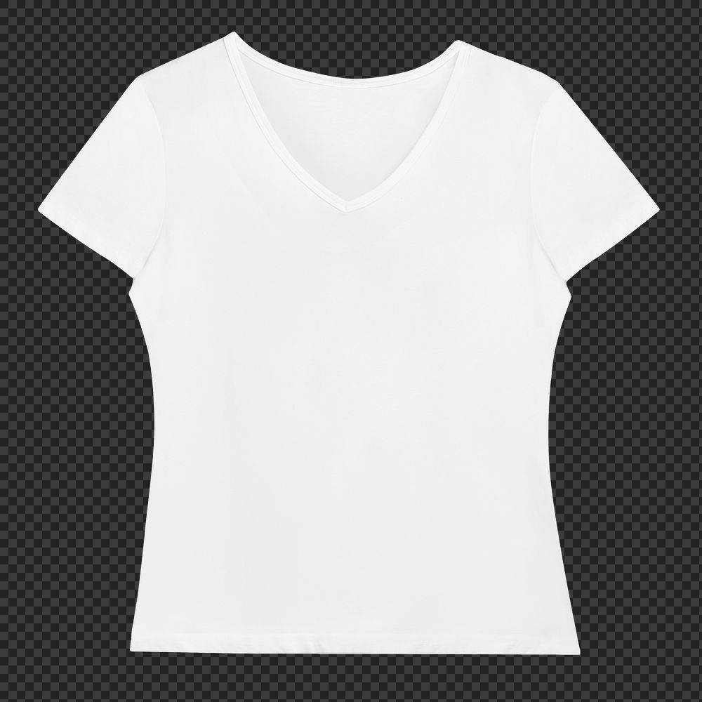 PNG simple white v neck t-shirt mockup