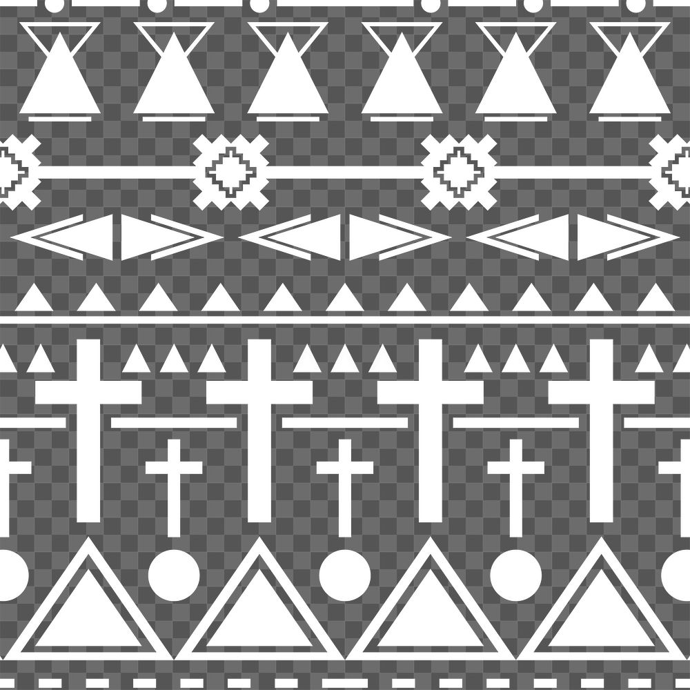 Ethnic pattern png, transparent background, white design