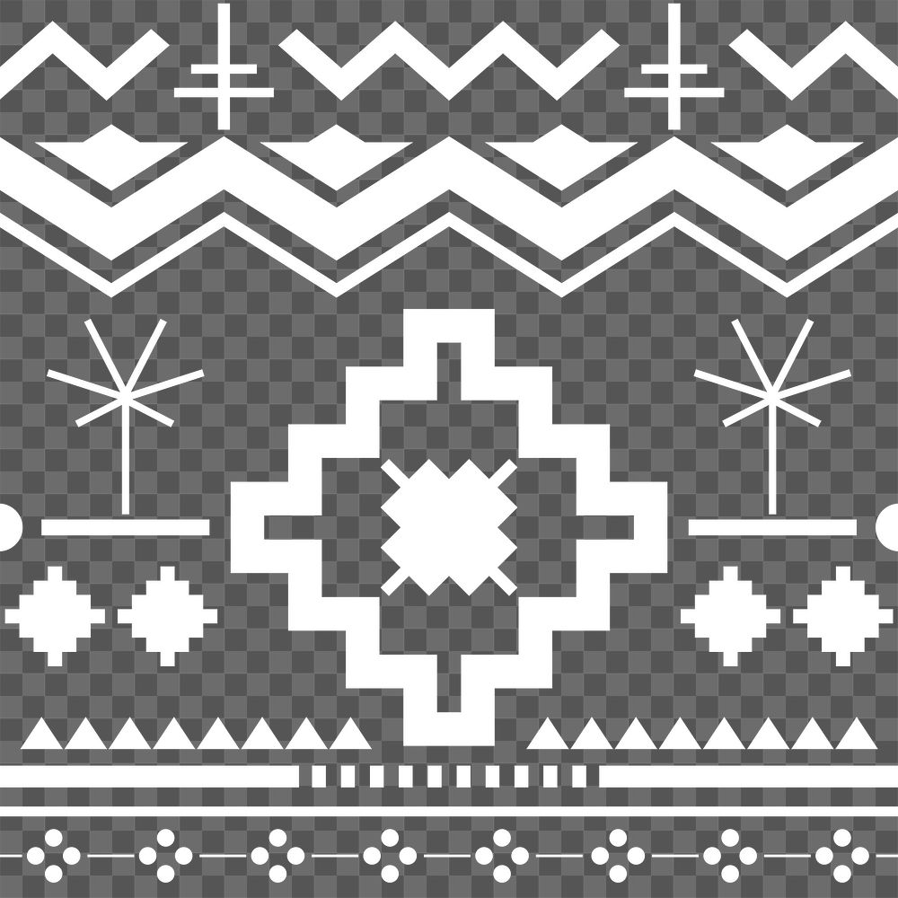 Tribal pattern png, transparent background, white design