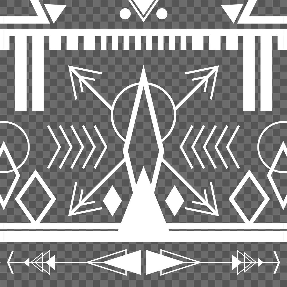 White ethnic pattern png, transparent background