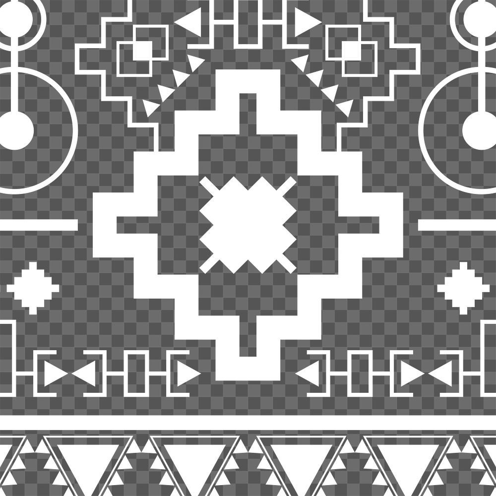 Ethnic png pattern, transparent background, geometric white design