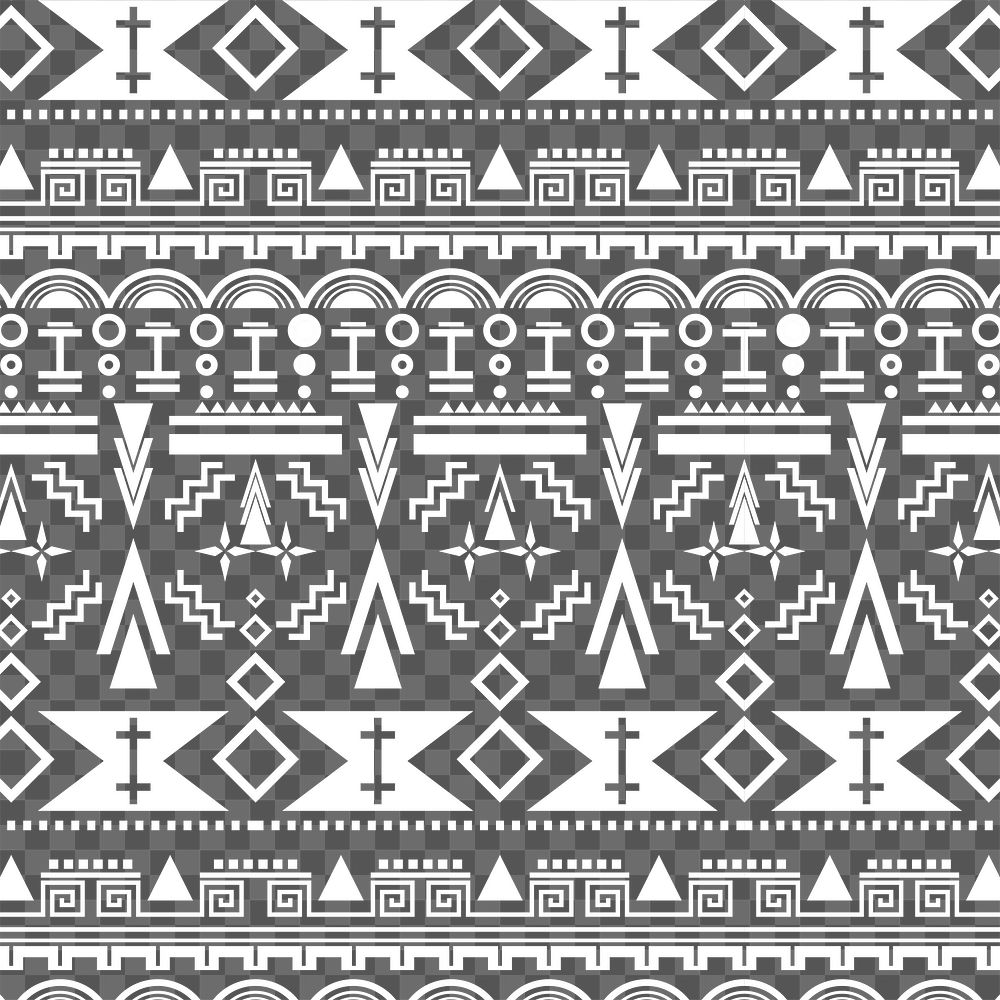 White ethnic pattern png, transparent background