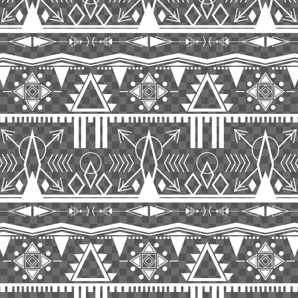 Tribal pattern png, transparent background, white design