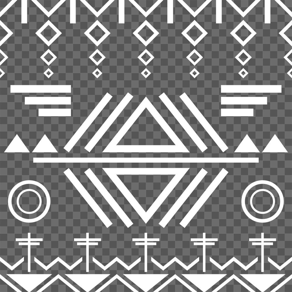White tribal pattern png, transparent background