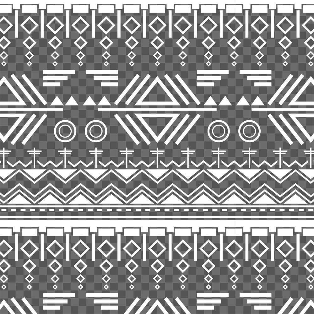 Tribal png seamless pattern, transparent background