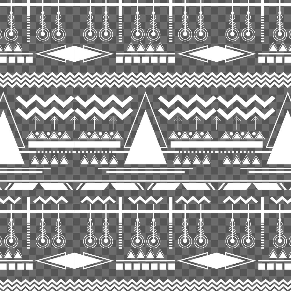 White tribal pattern png, transparent background