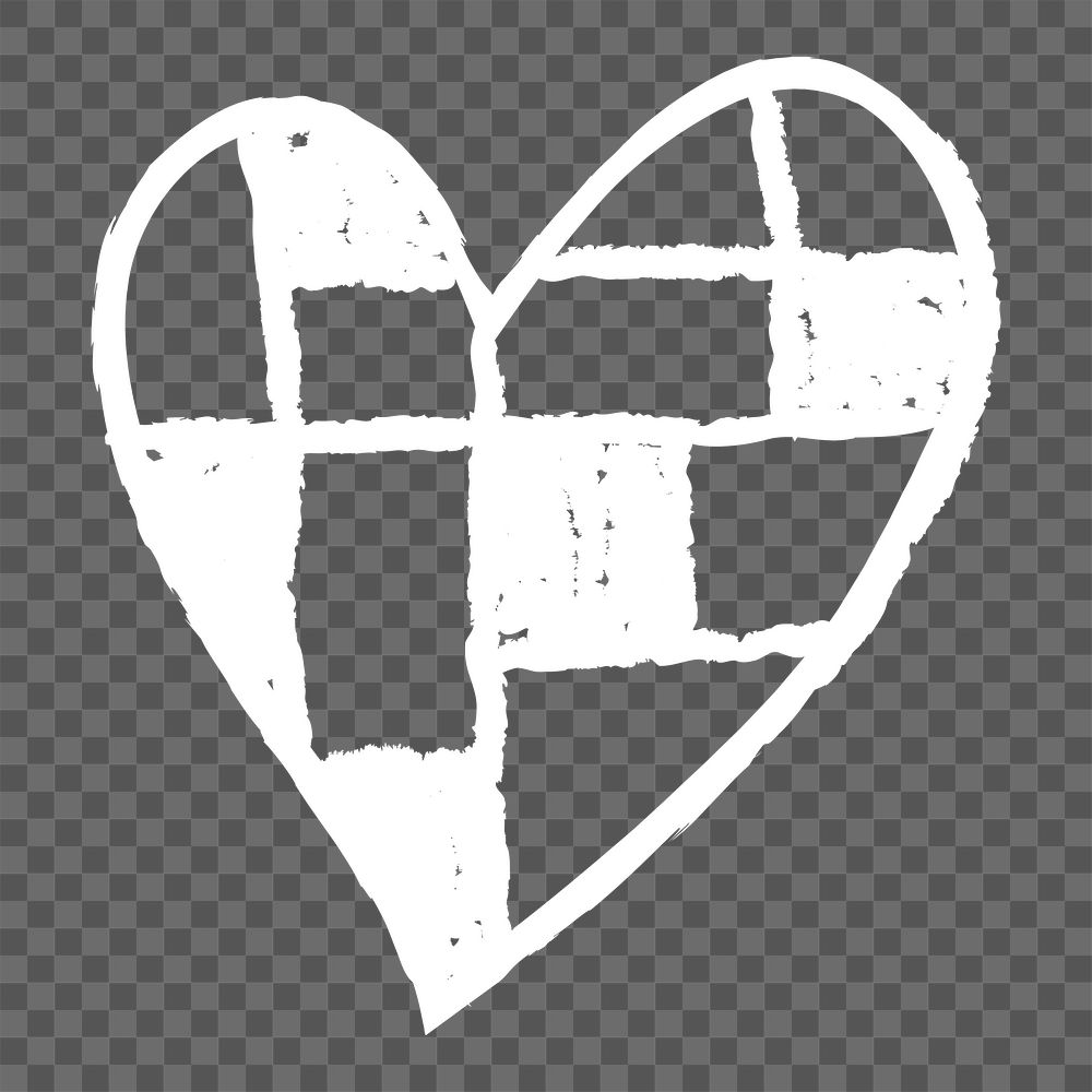 Heart png icon checkered, simple hand-drawn doodle style