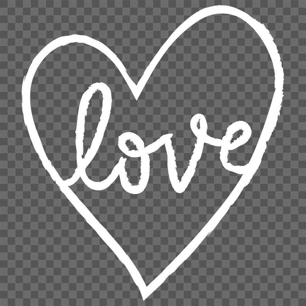 Png love heart design element in doodle style