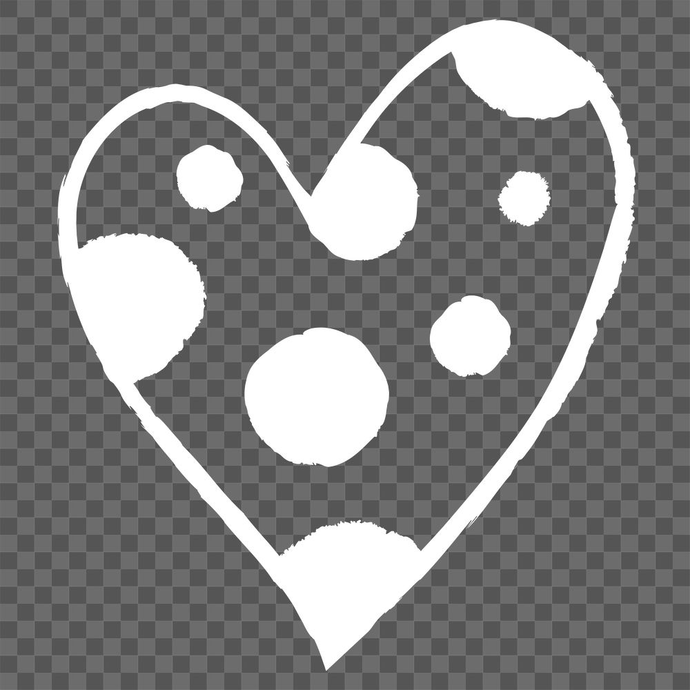 Png polkadot heart design element in doodle style