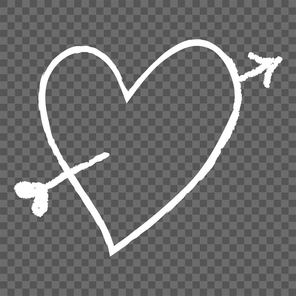 Png arrow heart design element in doodle style