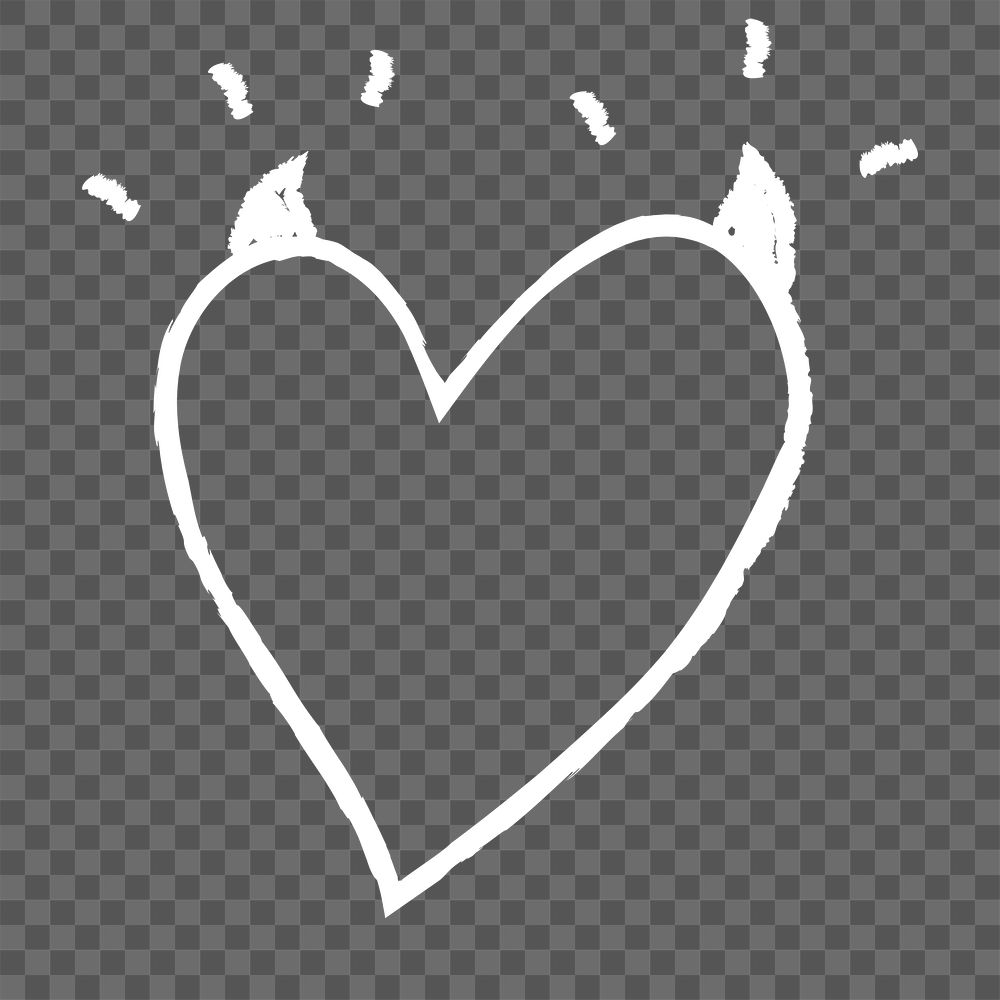 Png devil heart design element in doodle style