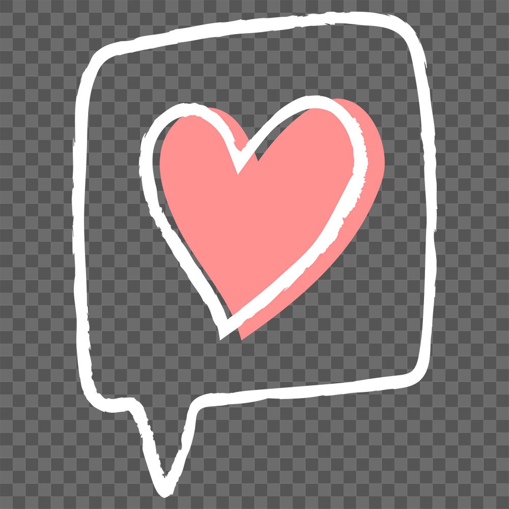 Png love message design element in doodle style