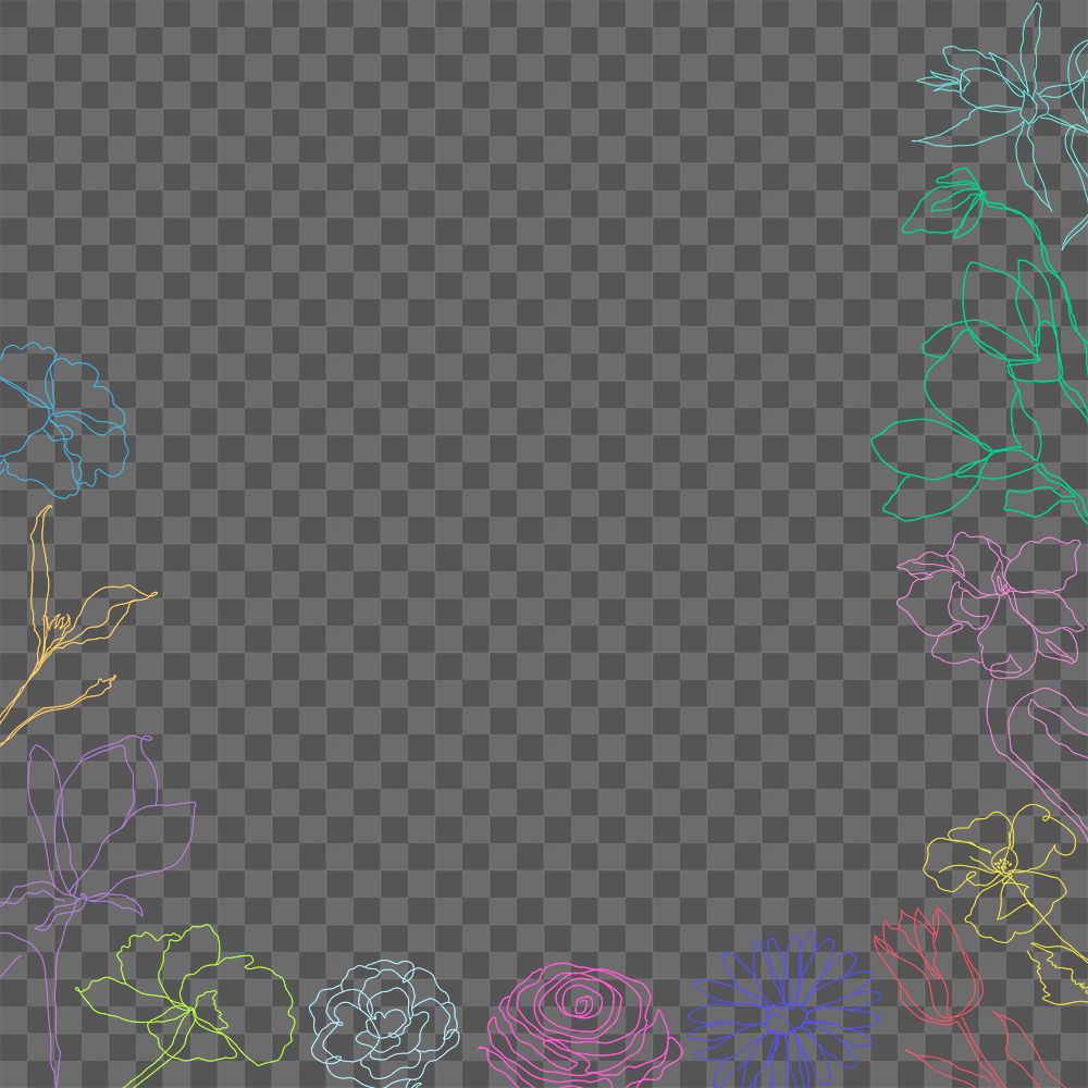 Png flower border frame transparent background design