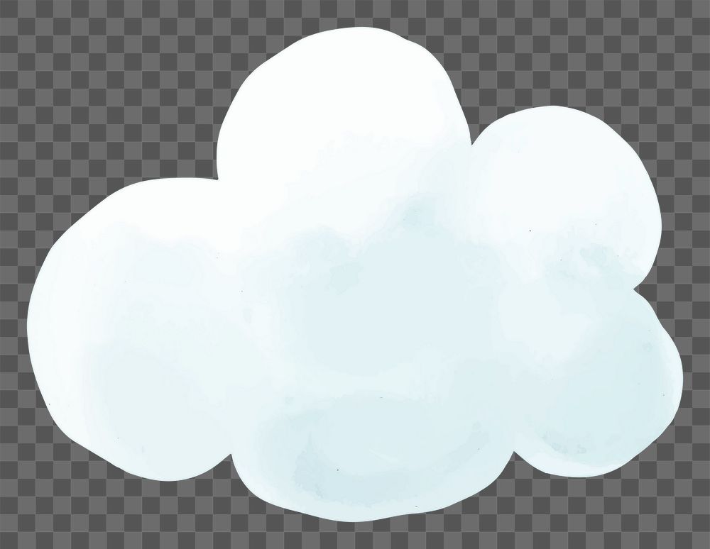 PNG watercolor cloud clip art, cute hand drawn illustration