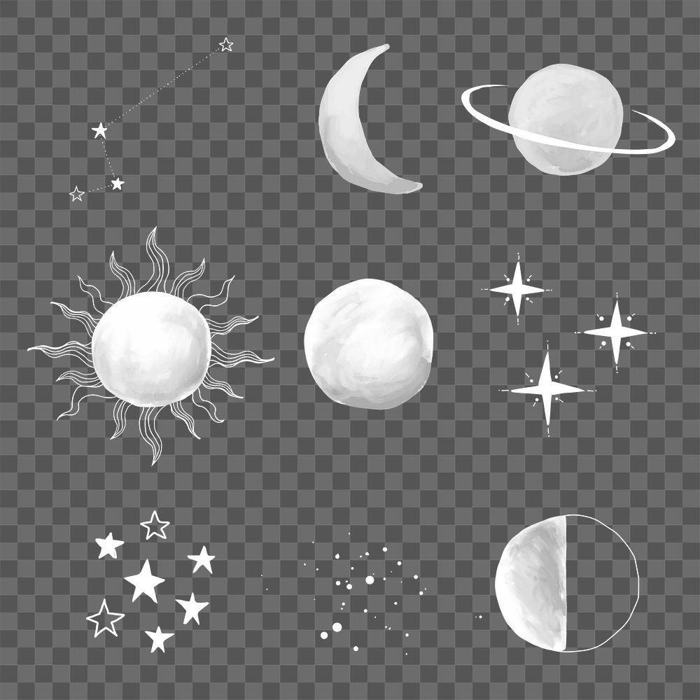 Galaxy PNG hand drawn sticker set