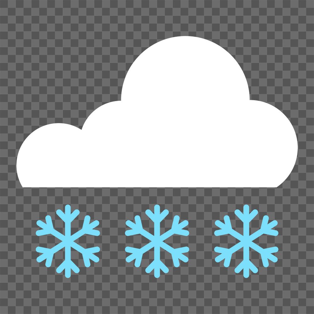 Snowflake png flat cloud sticker collage, cute weather transparent clipart