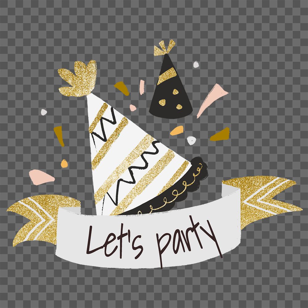 Party sticker png, cute birthday illustration 
