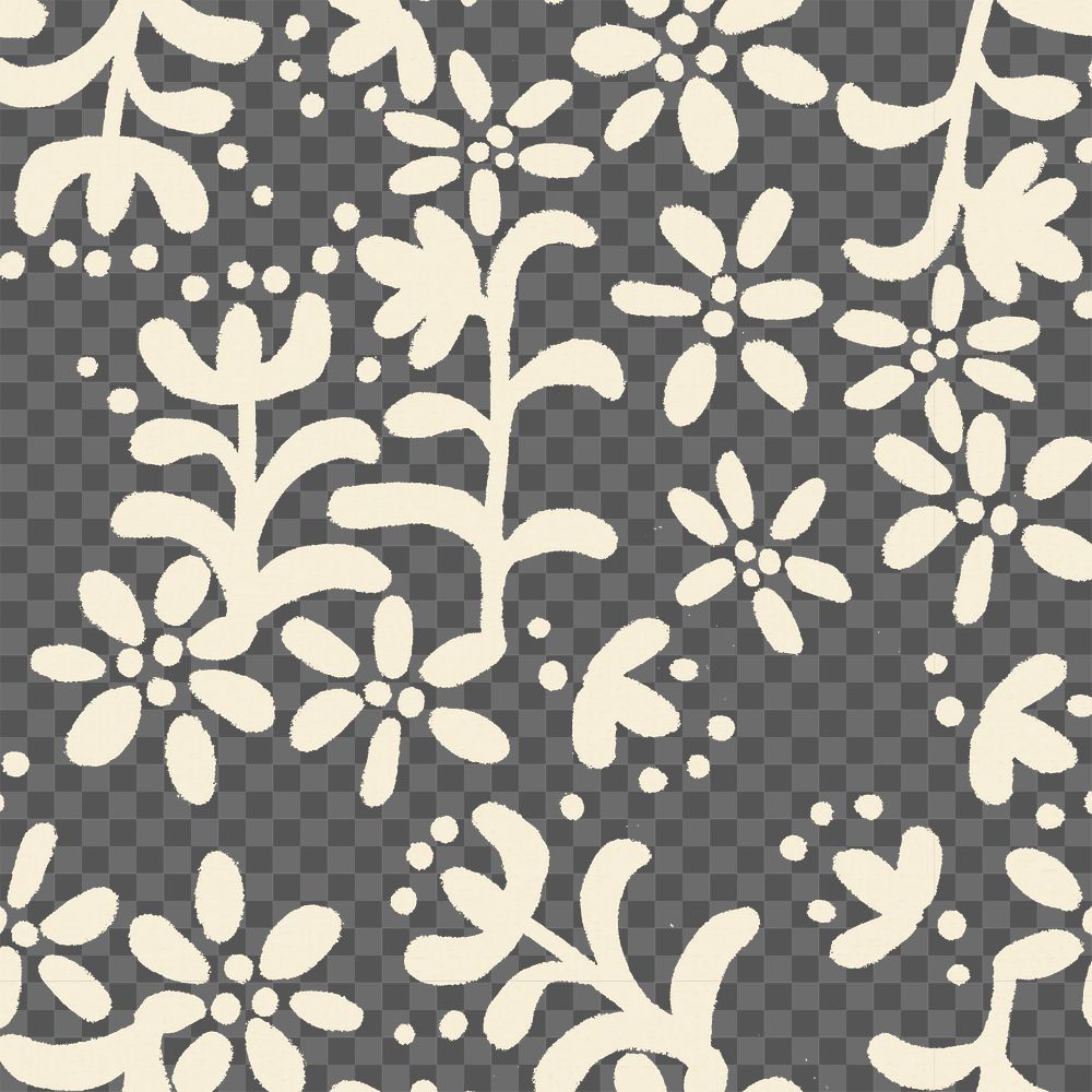 Floral pattern PNG, block fabric vintage transparent background