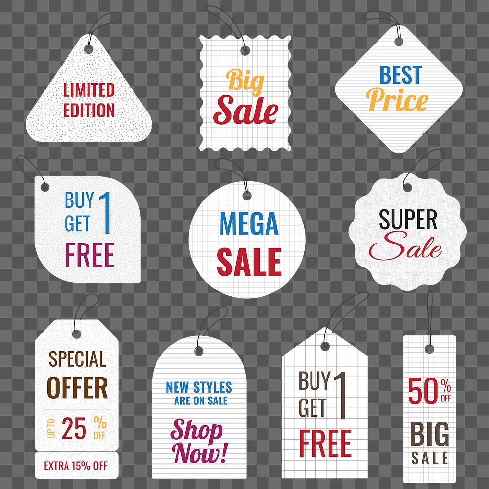 Sale png badge sticker, transparent shopping clipart set