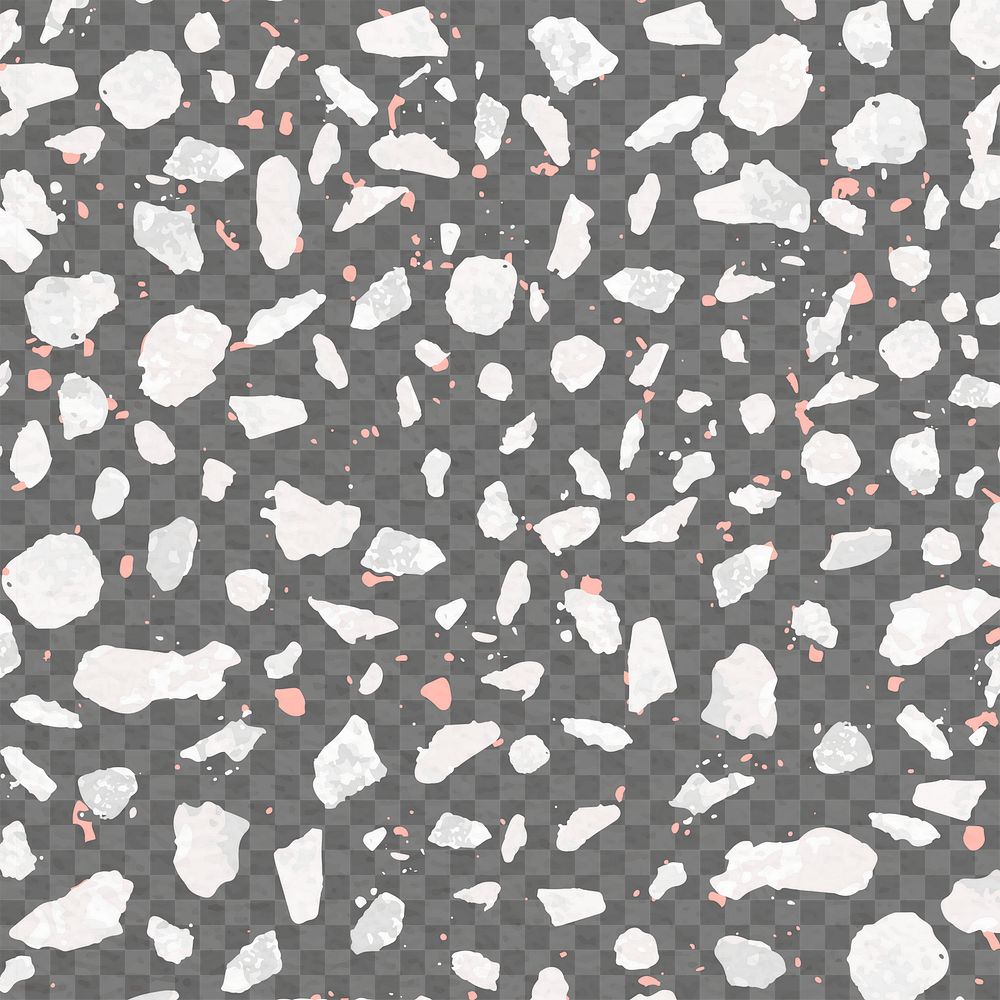 White Terrazzo pattern png, transparent background, abstract design