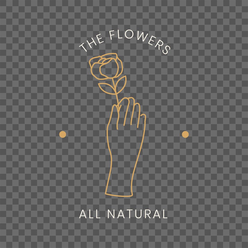 Flower hand logo png sticker, minimal line art design