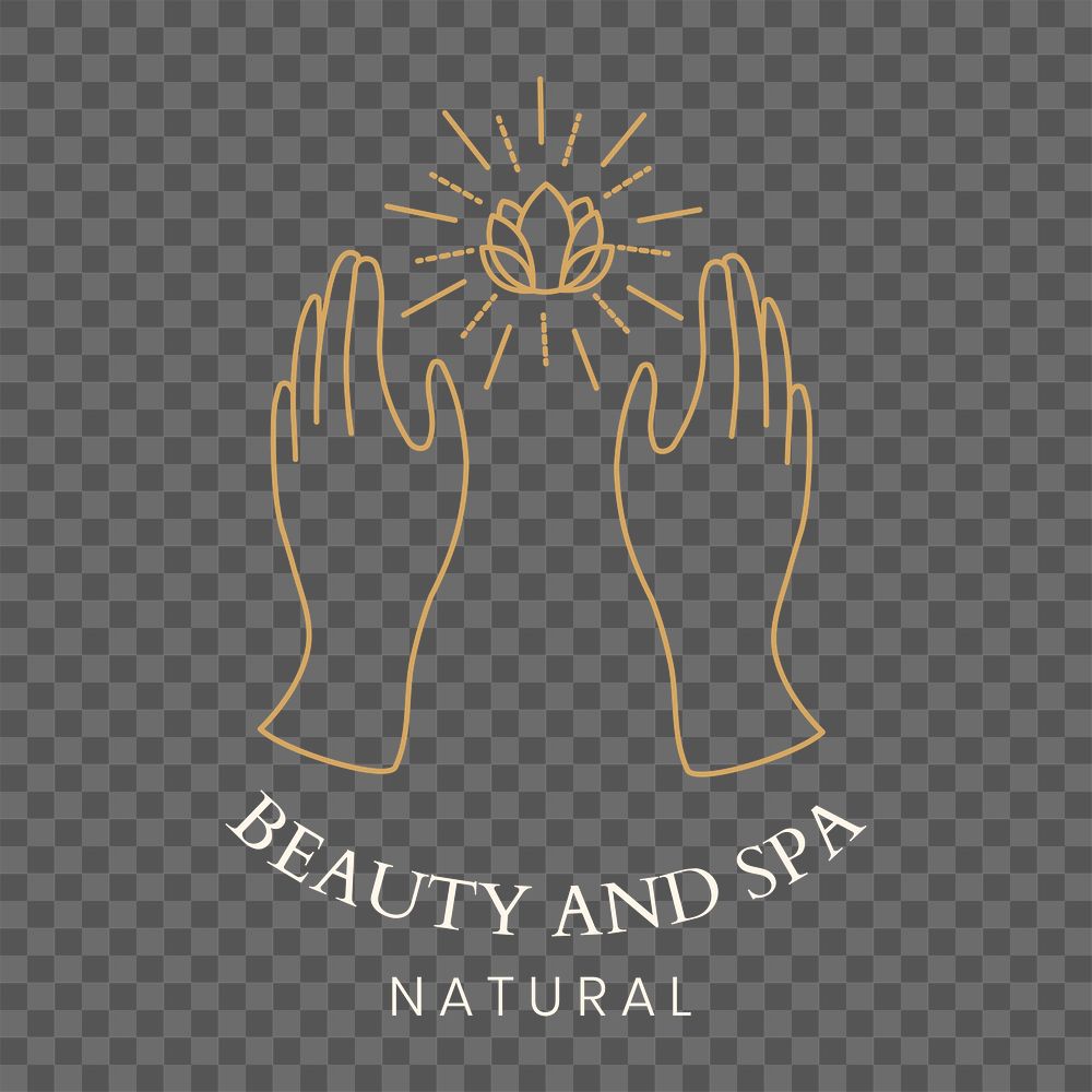 Spa logo png sticker, minimal lotus line art design