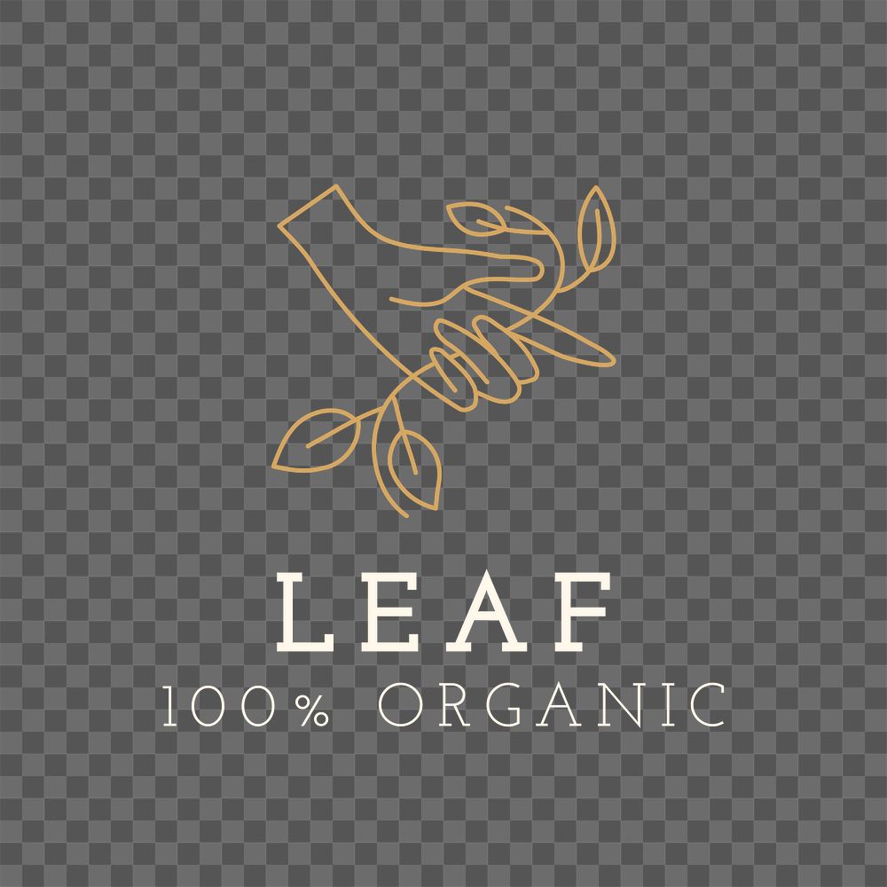 100% organic logo png sticker, minimal line art design