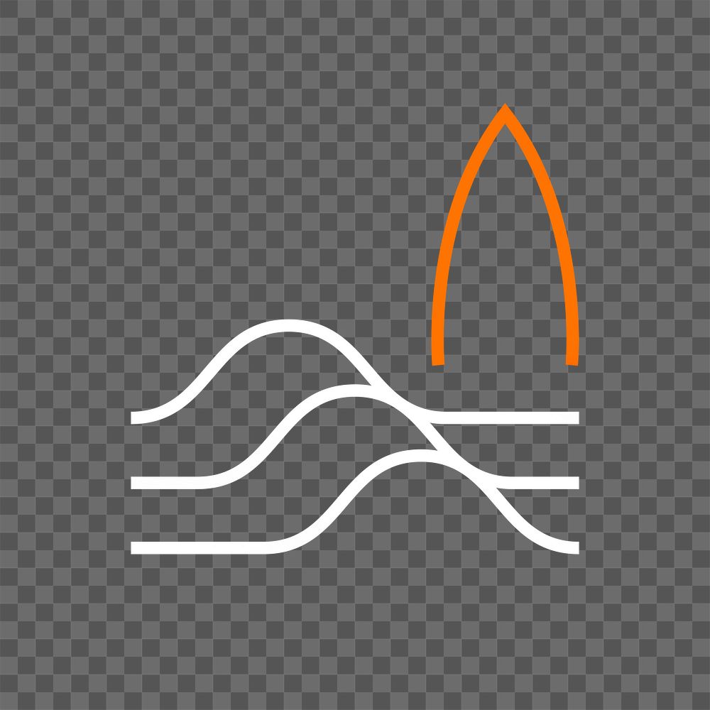 Surfing png logo element, summer sports white illustration