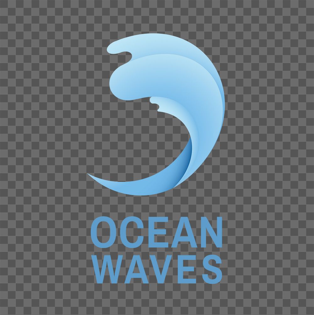 Ocean wave png logo, water business, animated graphic in transparent design
