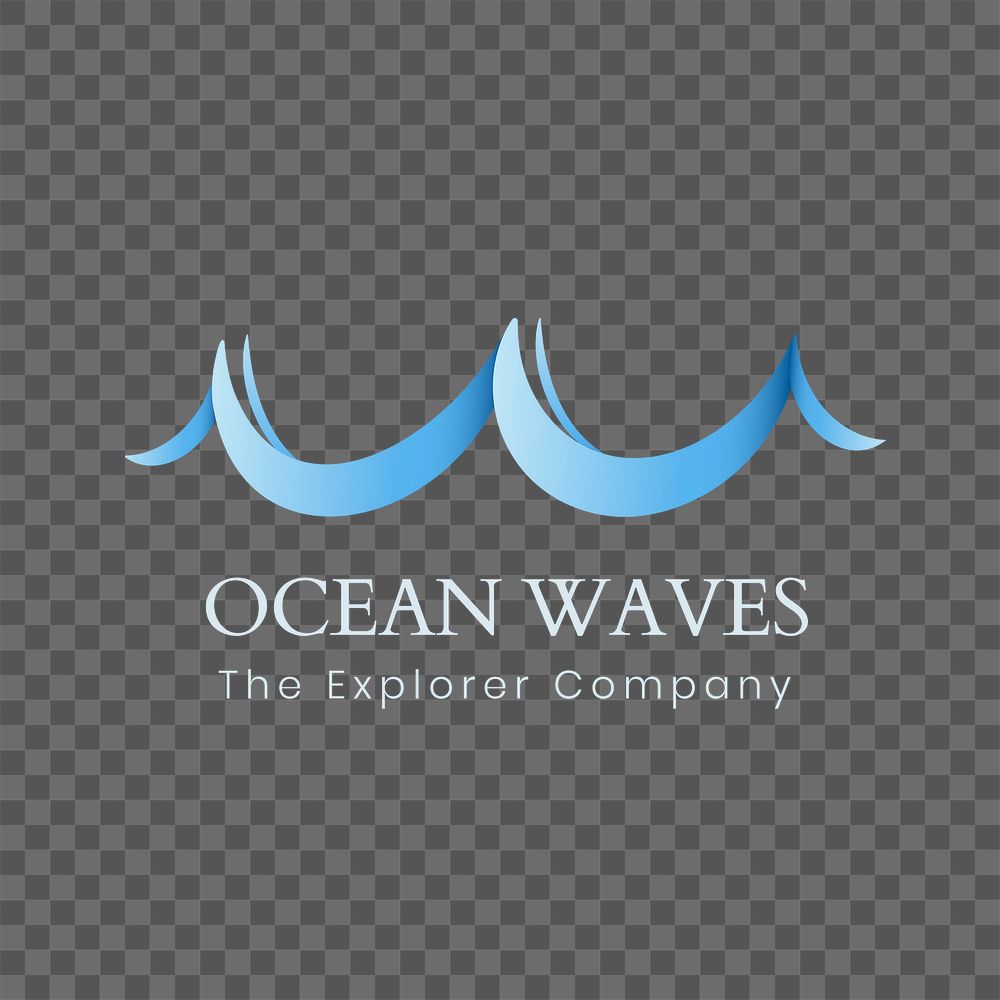 Ocean wave png logo, travel business, animated graphic in transparent design