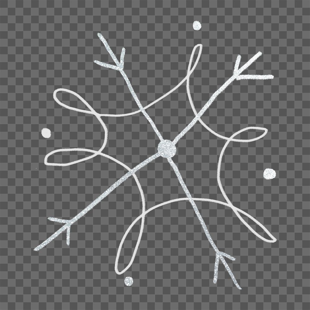Snowflake sticker png, Christmas hand drawn, cute winter holidays illustration