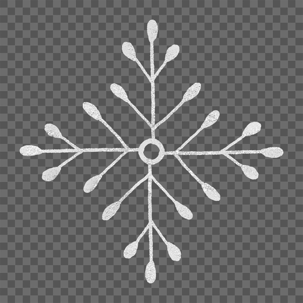 Snowflake sticker png, Christmas hand drawn, cute winter holidays illustration