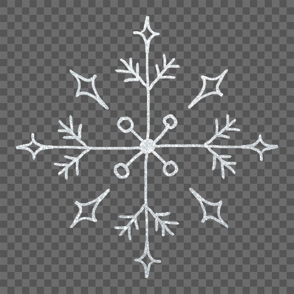 Snowflake doodle png, Christmas sticker, hand drawn illustration