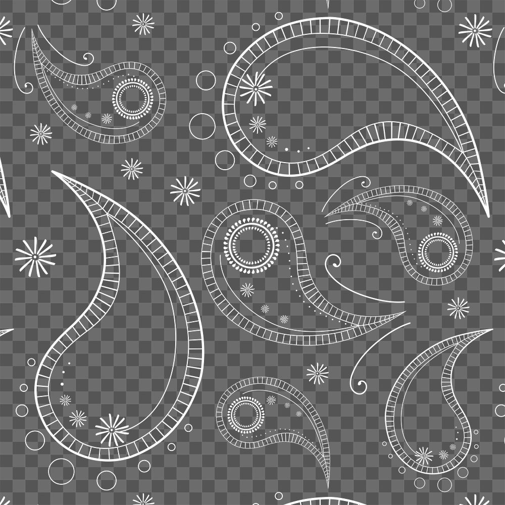 Aesthetic paisley background png, white henna pattern, simple design