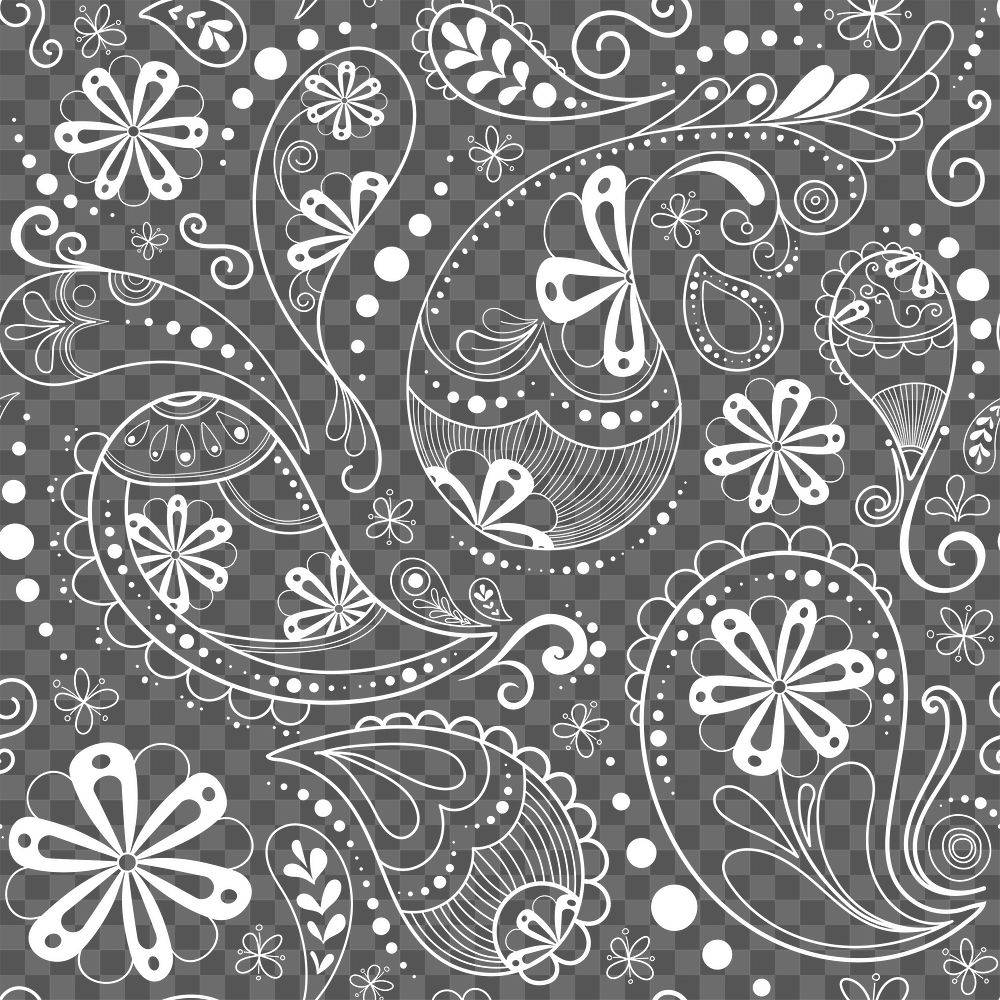 Paisley pattern background png, mandala abstract illustration in white