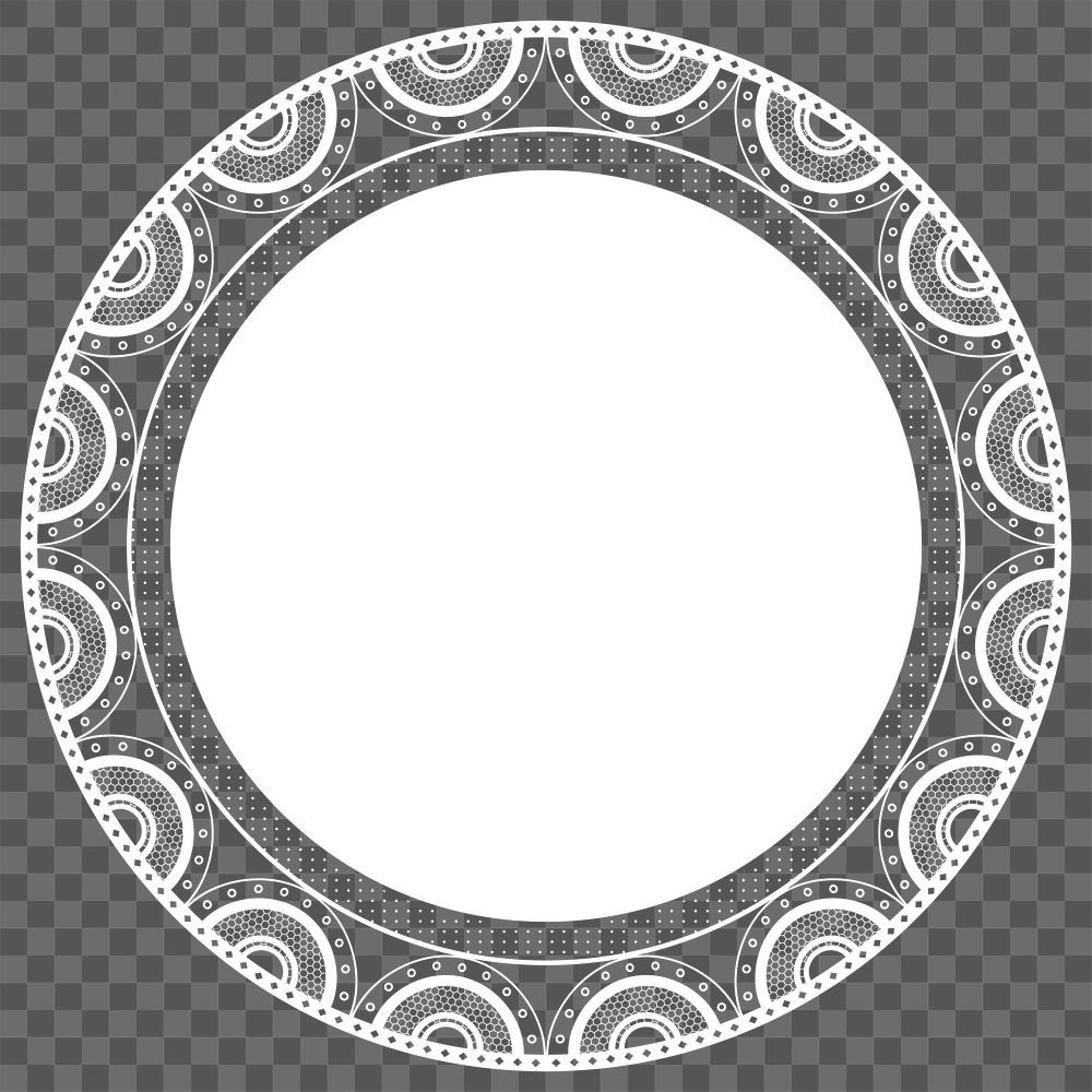 Lace doily frame png transparent, circle shape in classic design