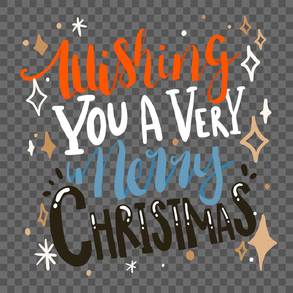 Festive Christmas png quote sticker, cute lettering design