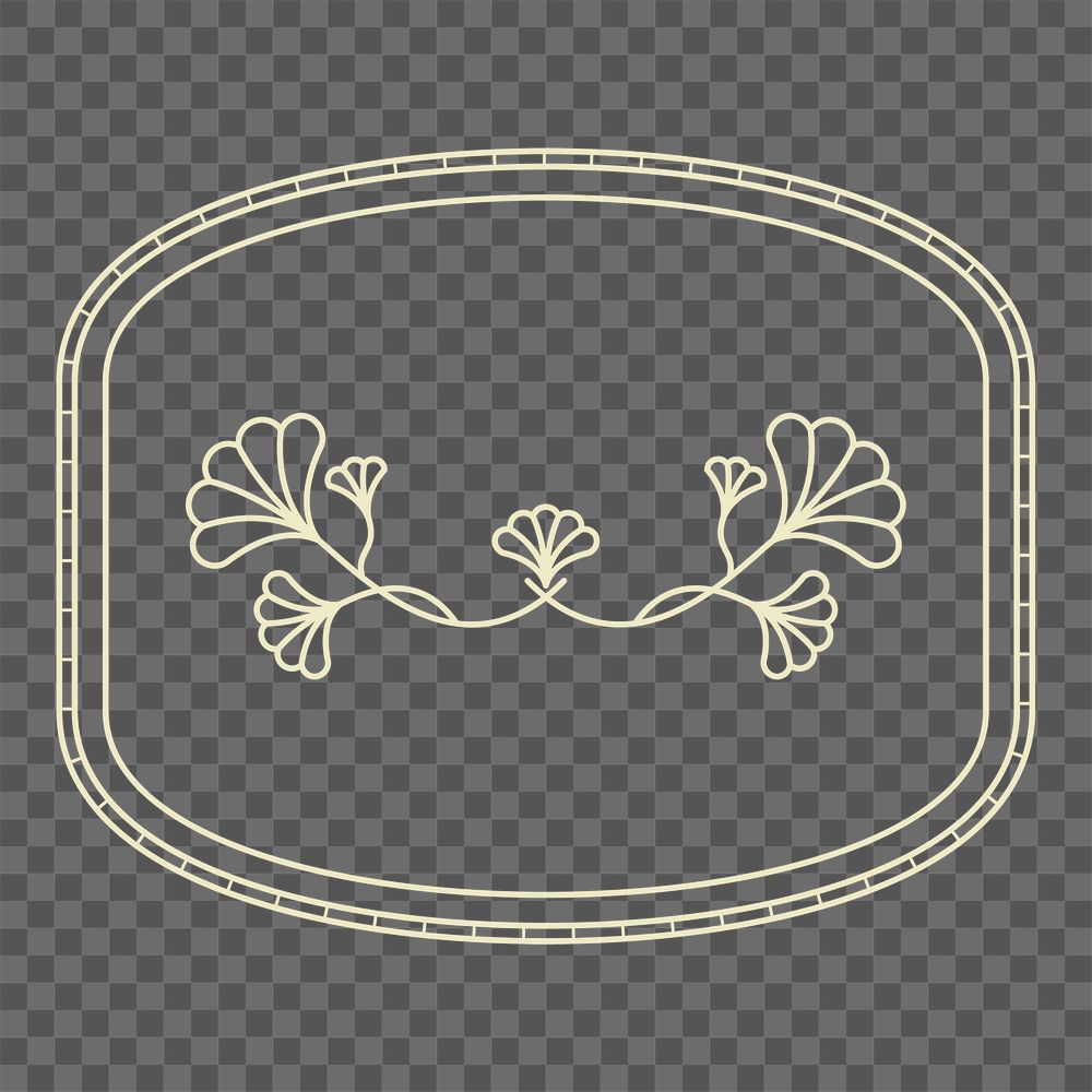 Floral png collage element, modern cream badge design, clean graphic design 