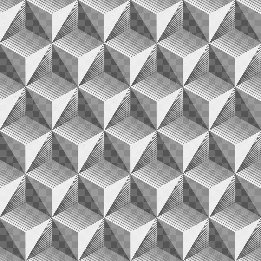 3D cube pattern png sticker, abstract illusion style