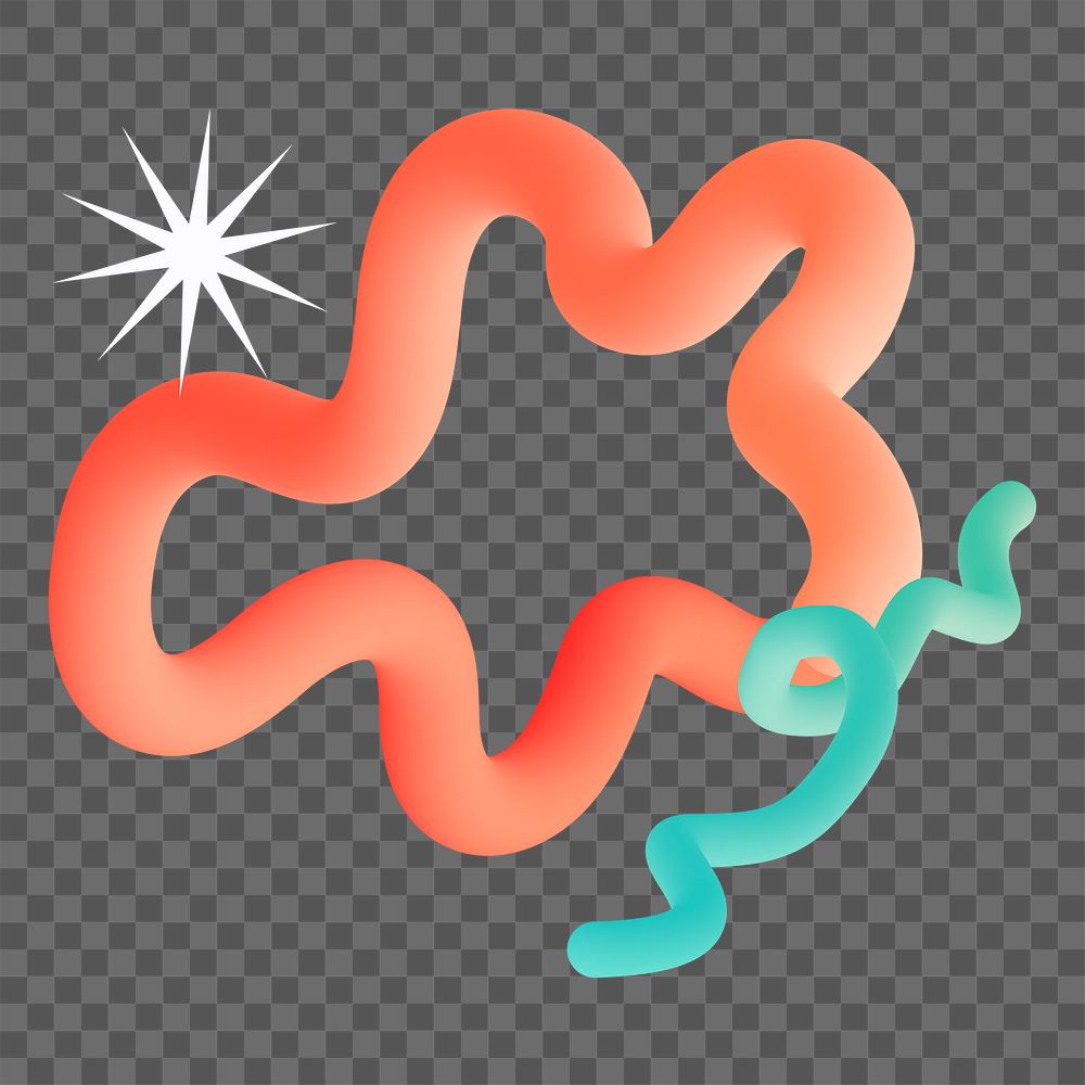 Funky png logo element, 3D squiggle shape