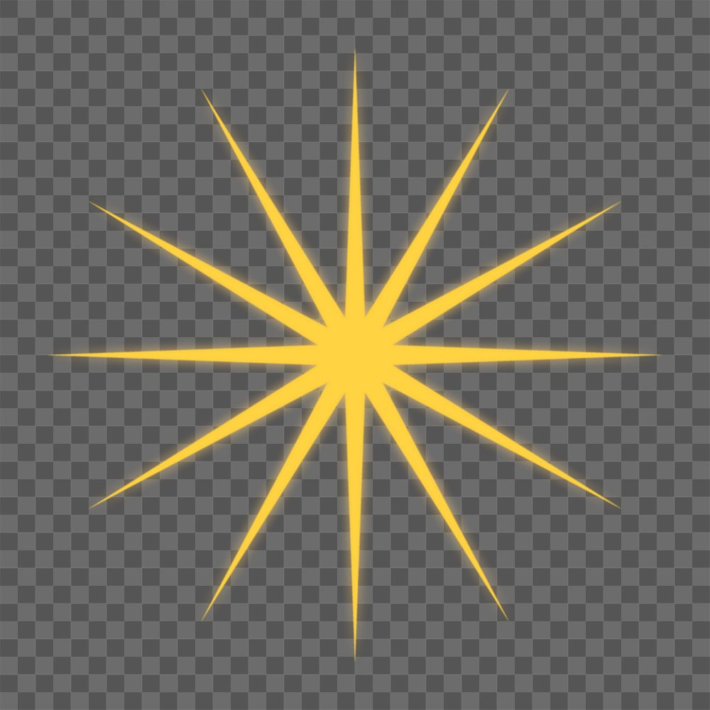 Gold star png shine icon, flat design graphic on transparent background