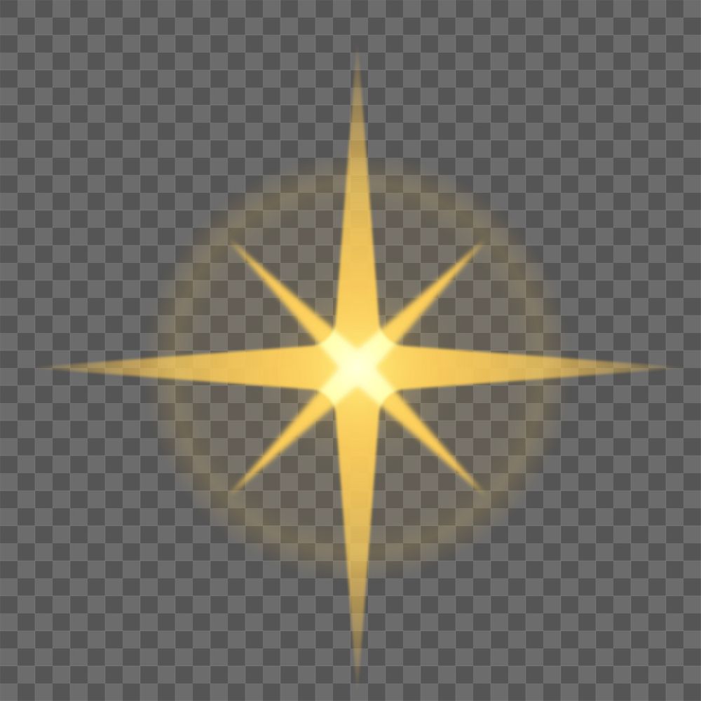 Gold sparkle png sticker, light effect flat design on transparent background