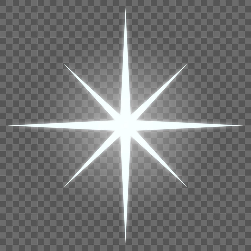 Sparkle star png symbol, white flat design graphic on transparent background