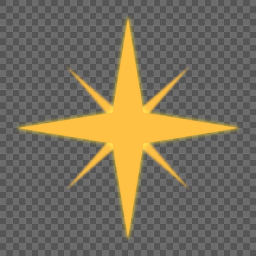 Sparkling star png sticker, gold flat design graphic on transparent background