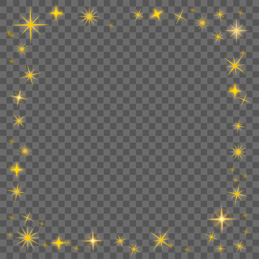 Star png frame, simple sparkling gold sticker, festive design on transparent background