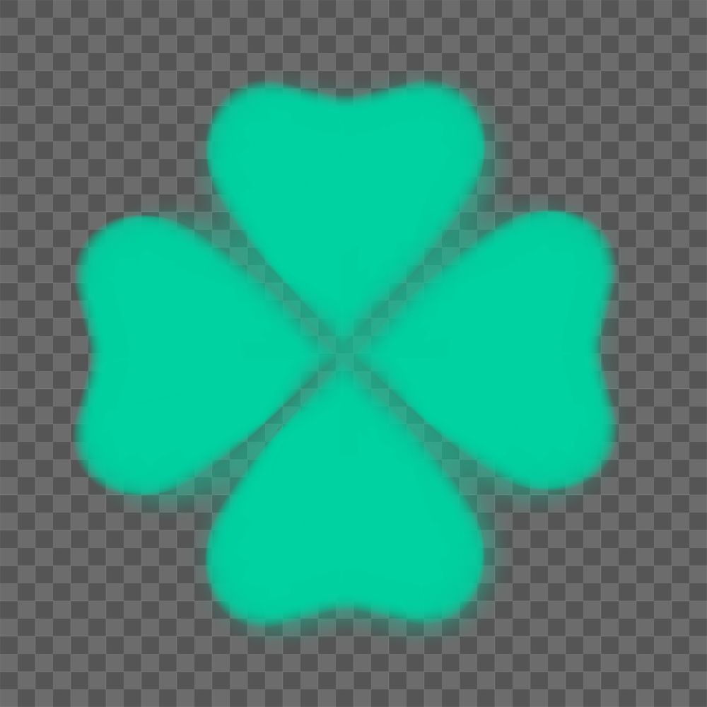 Green gradient clover png sticker, transparent background