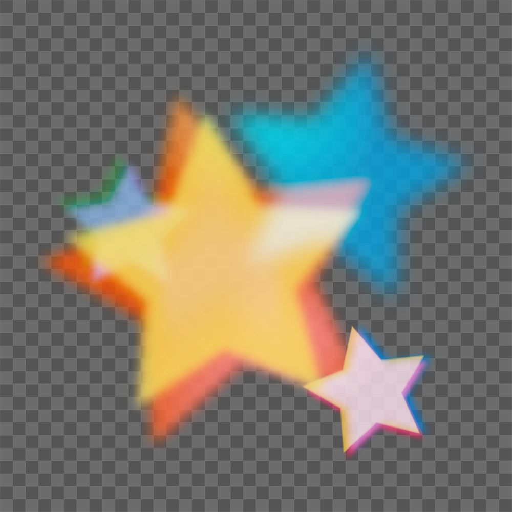 Colorful star bokeh effect png on transparent background