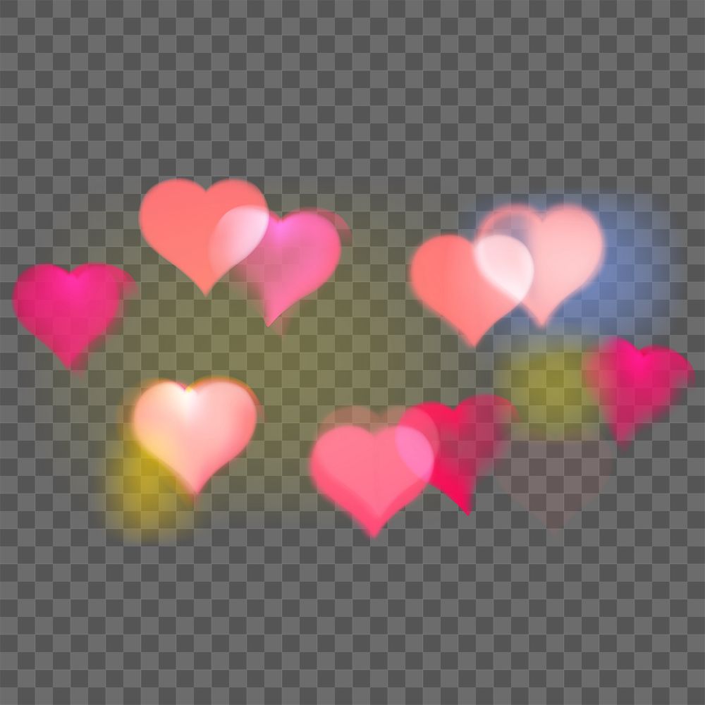 Pink heart bokeh png transparent background, pattern design